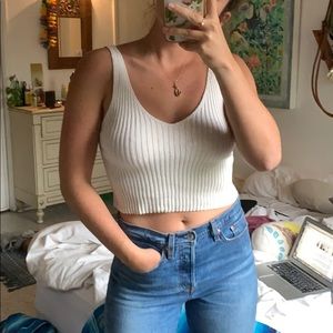 Knit cream tank top